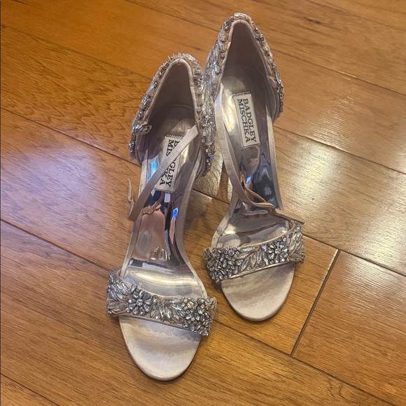 Badgley Mischka Shoes - Badgley Mischka Silver Embellished Heels